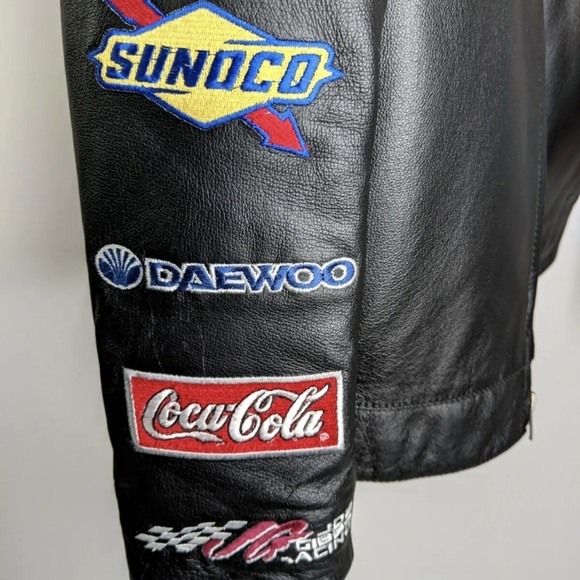 NASCAR Leather Jacket Mens M Tony Stewart Nextel Home Depot 2005 Patches Pocket - Picture 7 of 15